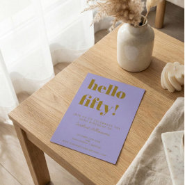 Purple Gold 50th Birthday Party Modern Typography Inbjudningar