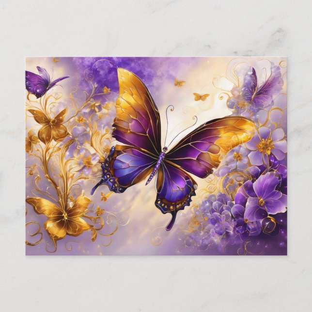 Purple & Gold Butterfly # 15 Vykort (Framsida)