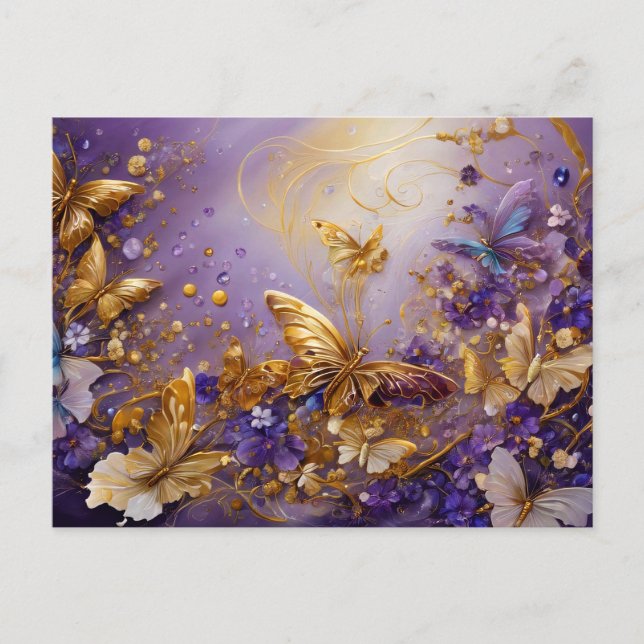 Purple & Gold Butterfly # 16 Vykort (Framsida)