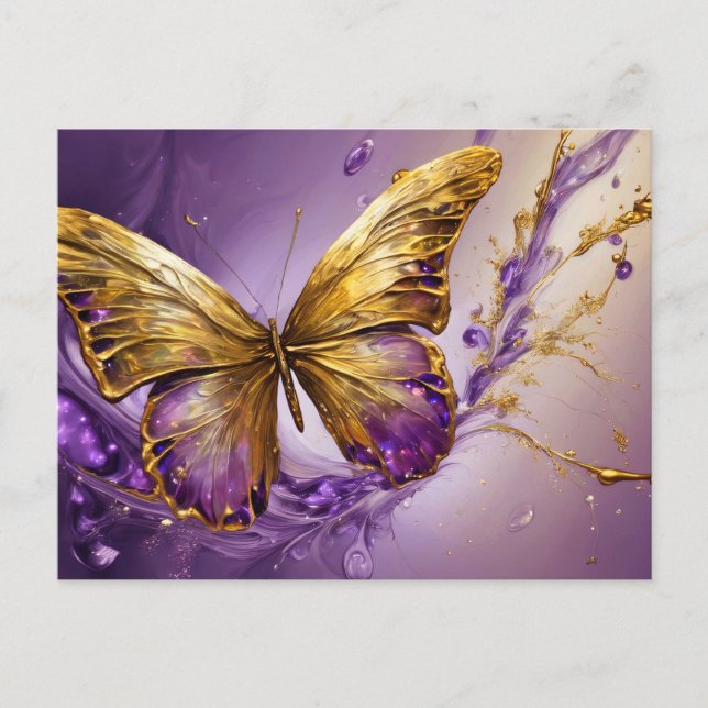 Purple & Gold Butterfly # 19 Vykort (Framsida)