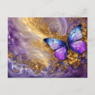 Purple & Gold Butterfly # 20 Vykort