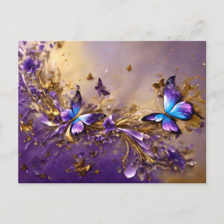 Purple & Gold Butterfly # 21 Vykort