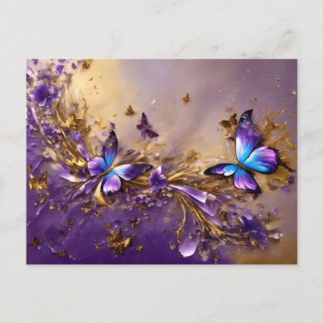 Purple & Gold Butterfly # 21 Vykort (Framsida)