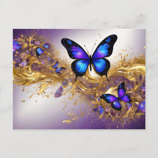 Purple & Gold Butterfly # 22 Vykort