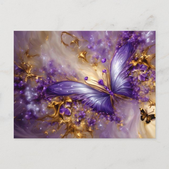 Purple & Gold Butterfly # 23 Vykort (Framsida)