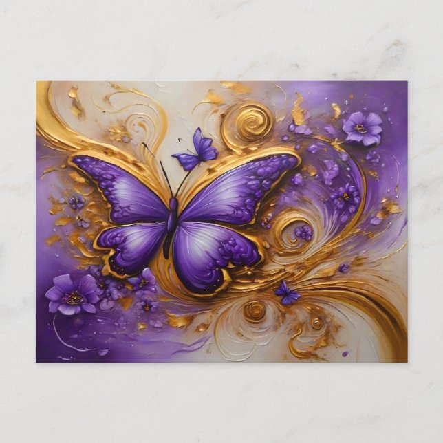 Purple & Gold Butterfly # 2 Vykort (Framsida)