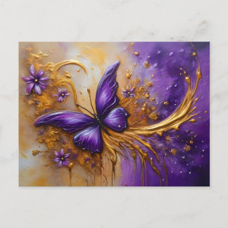 Purple & Gold Butterfly # 4 Vykort