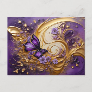 Purple & Gold Butterfly # 5 Vykort