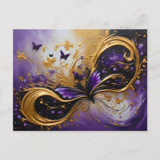 Purple & Gold Butterfly # 7 Vykort