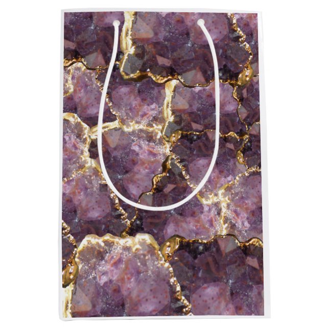 Purple Gold Crystal Collage Gift Bag (Framsidan)