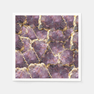 Purple Gold Crystal Collage Napkins Pappersservett