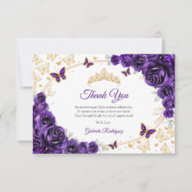 Purple Gold Floral Quinceanera