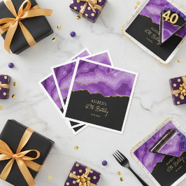 Purple Gold Glitter Abstract Watercolor Marble  Pappersservett