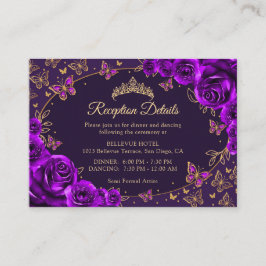 Purple Gold Quinceanera Reception Details Tilläggskort