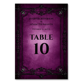 Purple Gothic Halloween Alternative Wedding Bordsnummer