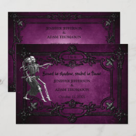 Purple Gothic Halloween wedding invitation Inbjudningar