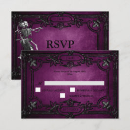 Purple Gothic Halloween Wedding RSVP Card OSA Kort