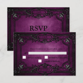 Purple Gothic Halloween Wedding RSVP Card OSA Kort