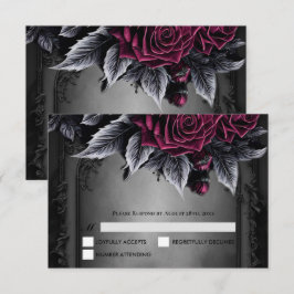Purple Gothic Halloween Wedding RSVP Card OSA Kort