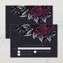 Purple Gothic Halloween Wedding RSVP Card OSA Kort