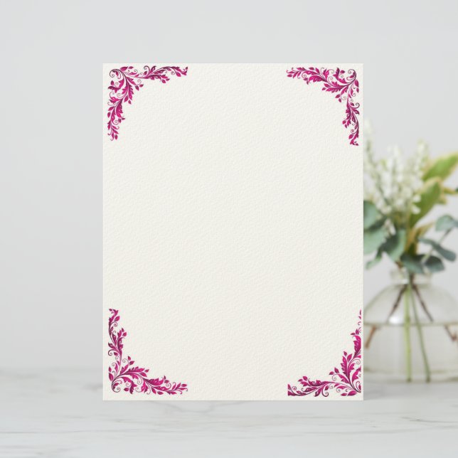 Purple Grace Floral Letter Pad Brevhuvud (Stående Fram)