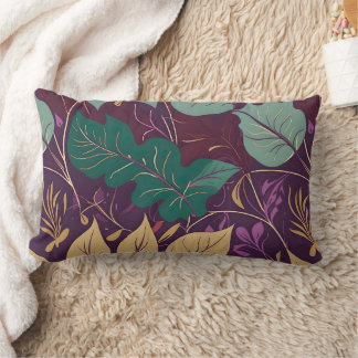 Purple Graceful Modern Leaf Print Lumbarkudde