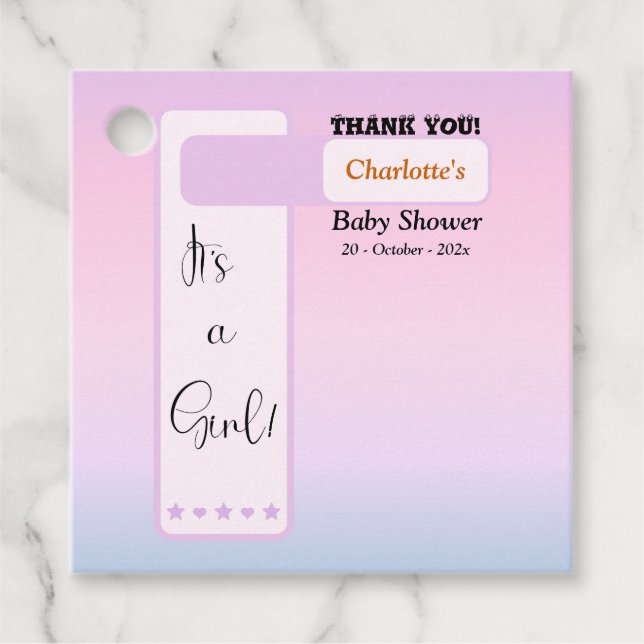 Purple Gradient Cute Eyeball Text Baby Shower Gåvor Etiketter (Framsida)