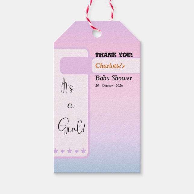 Purple Gradient Cute Eyeball Text Baby Shower Presentetikett (Framsidan)