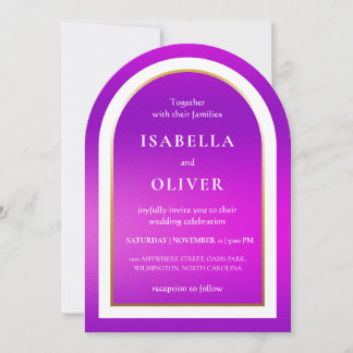 Purple gradient white text wedding inbjudningar