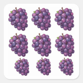 Purple Grapes Fyrkantigt Klistermärke