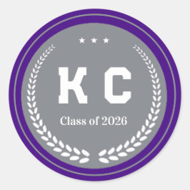 Purple & Gray  Class of 2026 Graduation Envelope Runt Klistermärke