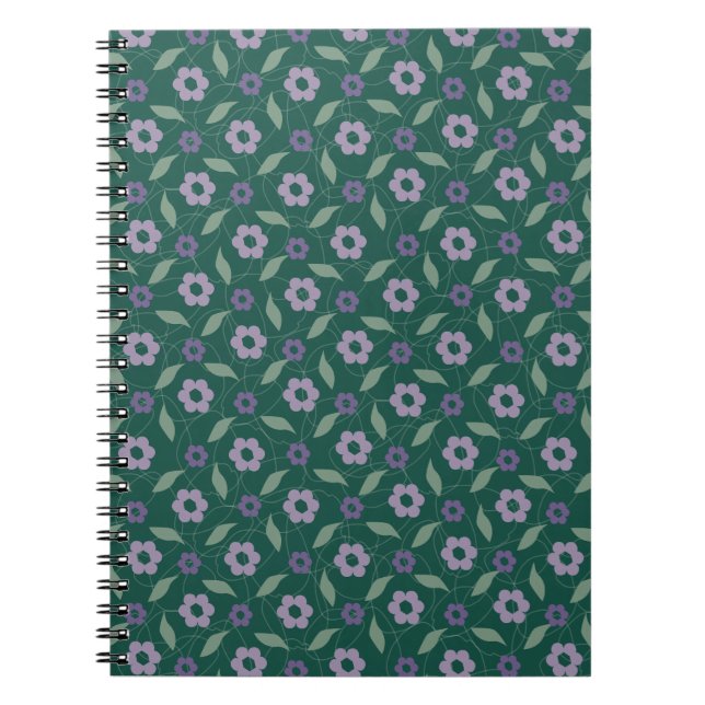 purple & green floral notebook anteckningsbok (Framsidan)