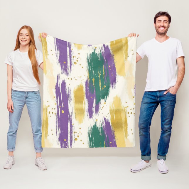 Purple Green Gold Carnival Mardi Gras Fleecefilt (På plats)