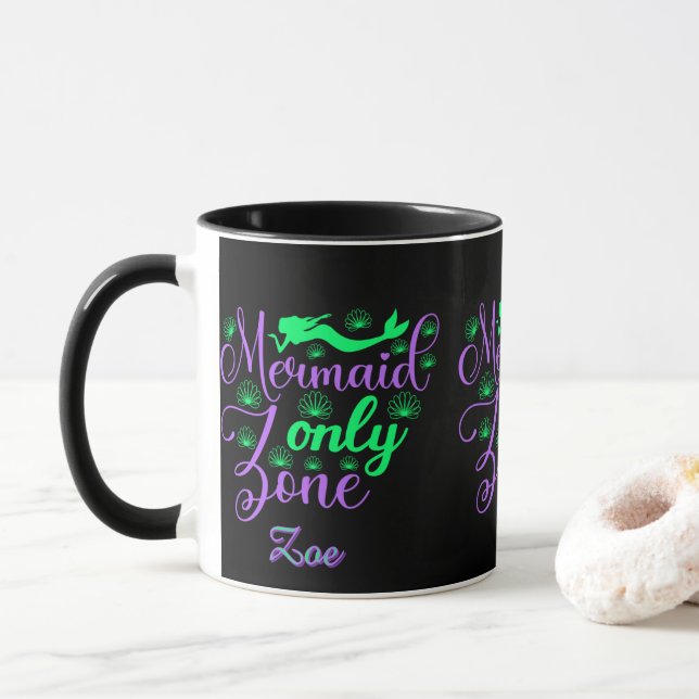 Purple Green Mermaid Script Zone Script Mugg (Med munk)