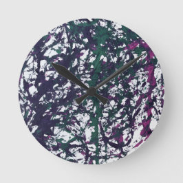 Purple, Green, Pink, Marble artwork Rund Klocka