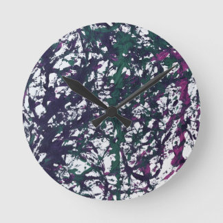 Purple, Green, Pink, Marble artwork Rund Klocka
