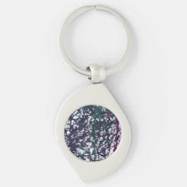 Purple, Green, Pink, Marble Artwork Swirl Silverfärgad Nyckelring