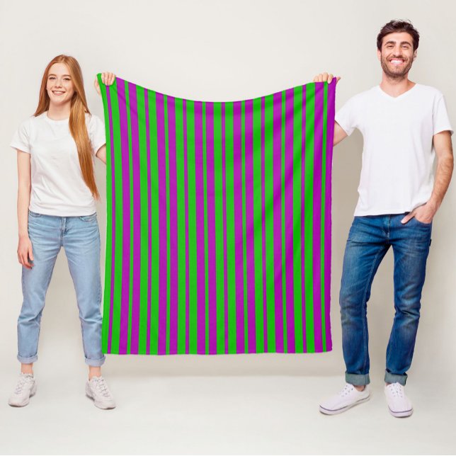 Purple Green Stylish Stripes Pattern Design  Fleecefilt (Skapare uppladdad)