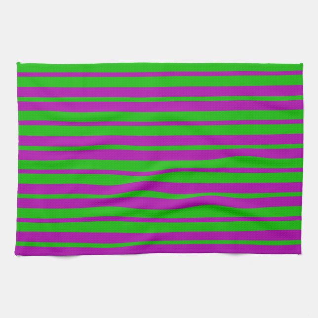 Purple Green Stylish Stripes Pattern Design  Kökshandduk (Horisontell)