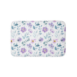 Purple Green Watercolor Wildflower Badrumsmatta