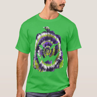 Purple Green White Tie Dye Halloween Jack O Lanter T Shirt