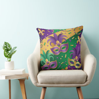 PURPLE GREEN YELLOW MARDI GRAS MASKS & BEADS KUDDE