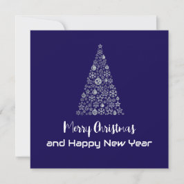 Purple greeting card Merry Christmas New Year tree Julkort