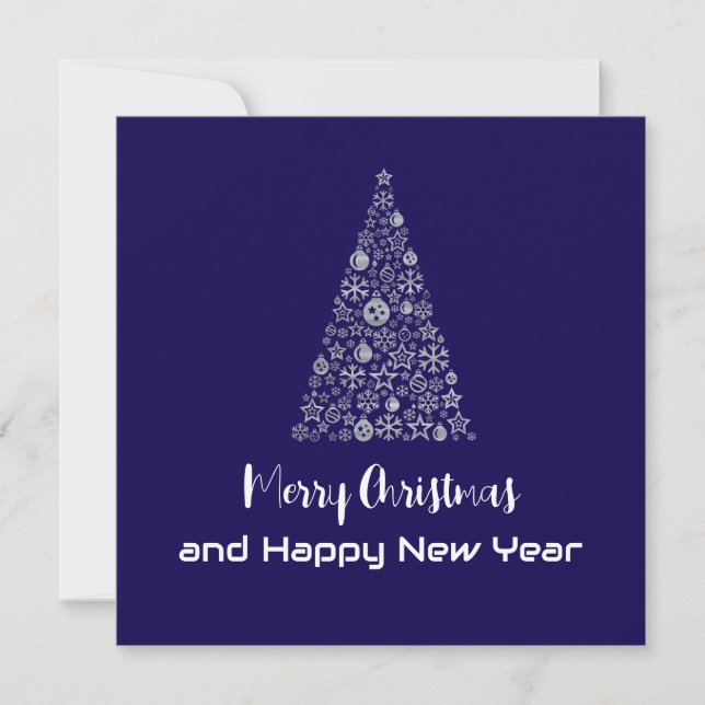 Purple greeting card Merry Christmas New Year tree Julkort (Framsida)