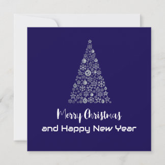 Purple greeting card Merry Christmas New Year tree Julkort