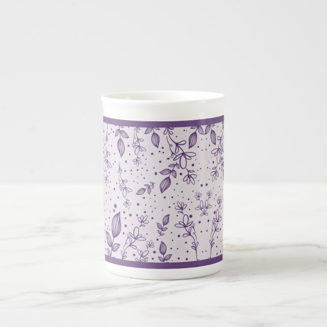 Purple Hand Drawn Greenery Benporslin Mugg (Framsidan)