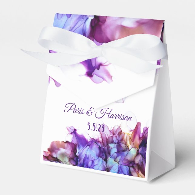 Purple Haze Modern Abstrakt   Alkoholbläck Bröllop Presentaskar (Framsidan Sidan)