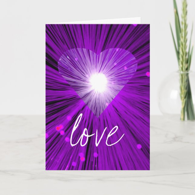 Purple Heart 'Kärlek' 'Din Text' gratulationskort Kort (Framsida)
