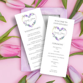 Purple Heart on Wildflowers for Wedding Program