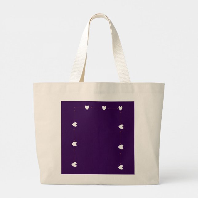 Purple Heart Tote Bag – Minimal Aesthetic Reusable Jumbo Tygkasse (Baksida)
